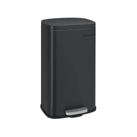 SONGMICS Trash Can, 34.8x29.7x63.3cm, 30L, Steel, Black