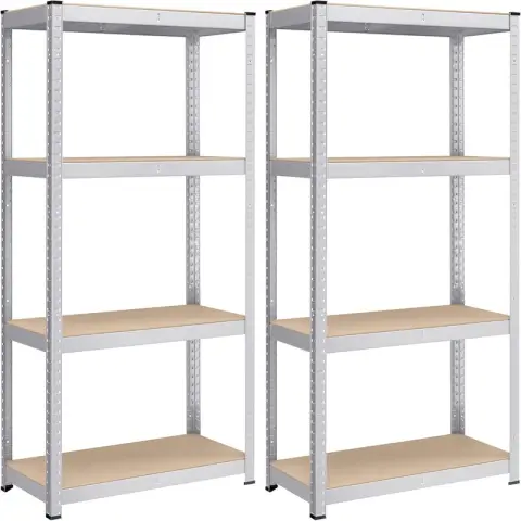 SONGMICS Shelving, 4-Tier, Set of 2, 80x40x160cm, Silver