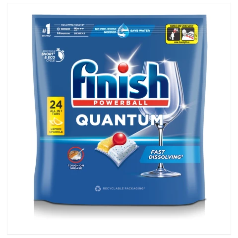 Finish Quantum All In One Lemon Dishwasher Tablets - 24 Tabs