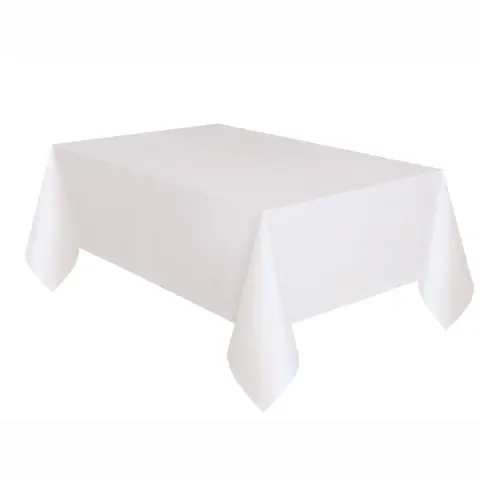 Unique Plastic Table Cover, White, 1.37 x 2.74m