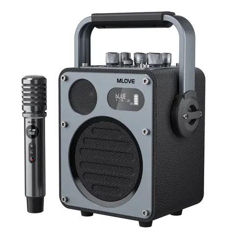 Mlove Rangers D4 Pro Bluetooth karaoke luidsprekersysteem, draagbare zangmachine met draadloze microfoons en hoge geluidskwaliteit voor stemopname