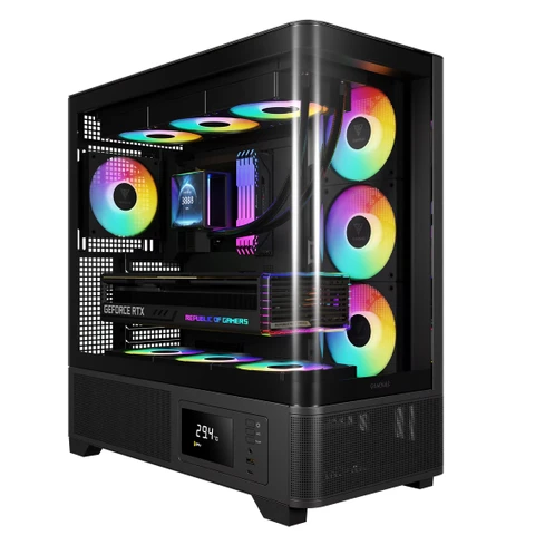 Gamdias Atlas P2 GAMING Miditower Schwarz 4x120mm ARGB Midi-Tower PC-Gehäuse aus Aluminium & Stahl – ATX / mATX / Mini-ITX, starke Kühloptionen