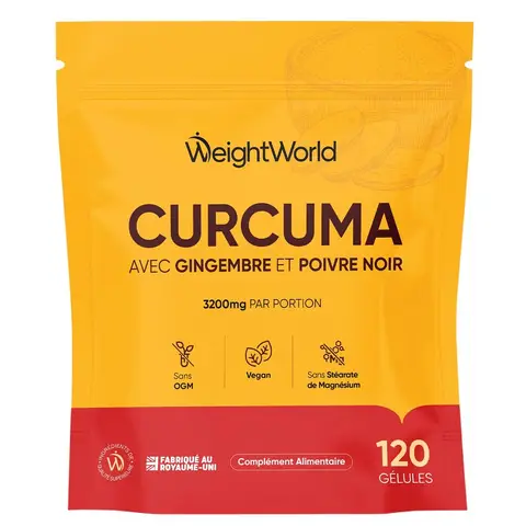 WeightWorld Curcuma avec Gingembre et Poivre Noir 3200 mg 120 Gélules