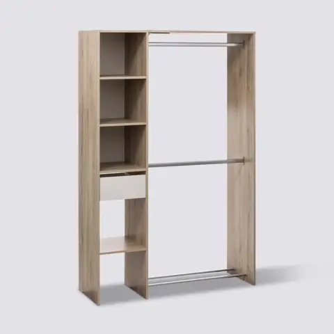 Dika natural double hanging rail and shelving unit