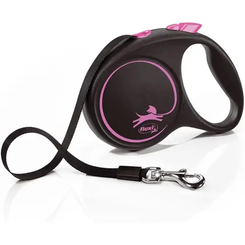 FLEXI Laisse rétractable noir/rose, taille M - 5 m