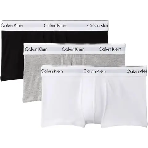 Calvin Klein 3er-Pack Low Rise Trunks - Icon Cotton Stretch - Weiß, Schwarz, Grau Größe L