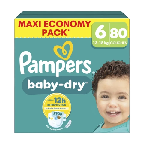 PAMPERS Baby Dry MAXI T6, 80 unités