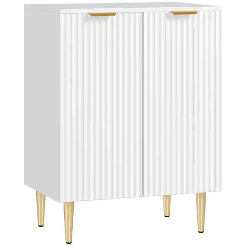 Homcom Sideboard Fluted 2 Doors White/Gold