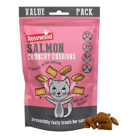 Rosewood Salmon Crunchy Cushions Cat Treats Extra Large Value Pack 200g
