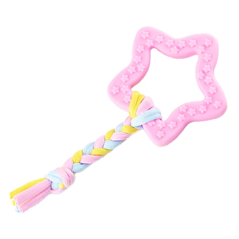 Blinkit Pink Star Rope Toy for Dogs, TPR and Fabric Rope Tug Toy, Interactive Chewing and Training Toy