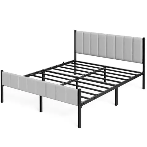 SONGMICSHOME Tweepersoonsbedframe, 207 x 161,5 x 104 cm Metalen bed, draagvermogen tot 500 kg, opbergruimte onder bed, eenvoudige montage voor hoofdslaapkamer, gastenkamer, appartement, Zwart