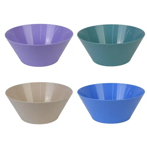 Home & Styling Large Salad Bowls, 4-Piece Set, Plastic, Compact & Portable