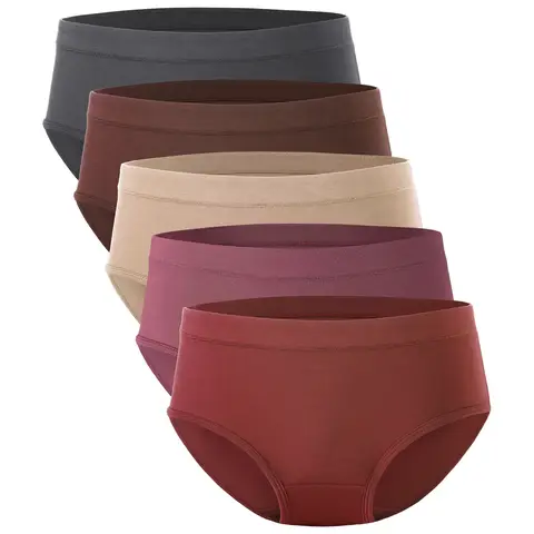 BAMBOO COOL Womens Briefs Underwear Pants Soft Knickers with Mid Waist L (5 Pack)