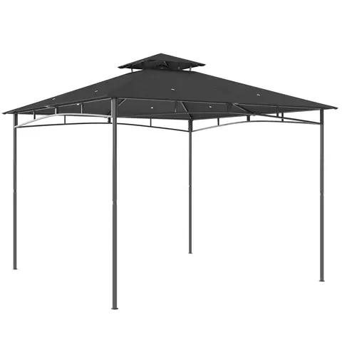 Outsunny 3 x 3 m Gazebo, Garden Gazebo with 2-Tier Roof, Metal Frame, Adjustable Roof Struts, Weather-Resistant Outdoor Canopy Tent for Garden, Patio, Camping, Picnic, Instant Event, Dark Grey