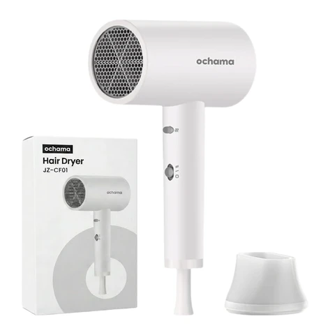 ochama Ultra-Light Hair Dryer, 3 Speed Settings, 1800W Powerful, 20,000 RPM, Only 450g, Low Noise, Negative Ions for Fast Drying & Hair Care, Nozzle Included
