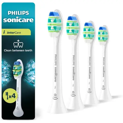 Philips Sonicare InterCare HX9004/87 - Lot de 4 Têtes de Brosse à Dents Électrique - Nettoyage Interdentaire - Blanc