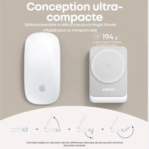 Anker MagGo Chargeur Induction iPhone 3 en 1 Magsafe 15W, Base de Recharge sans Fil Certification Qi2 Compatible avec MagSafe, pour iPhone 16/15/14/13 AirPods Watch(Chargeur USB C 40W Inclus)