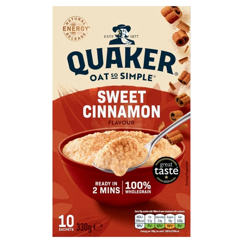 Quaker Oat So Simple Sweet Cinnamon Porridge 10 Pack 330g