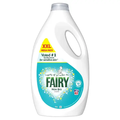 Fairy Liquid Laundry Detergent, Non Bio, Sensitive Skin, 63 Washes, 1.953l