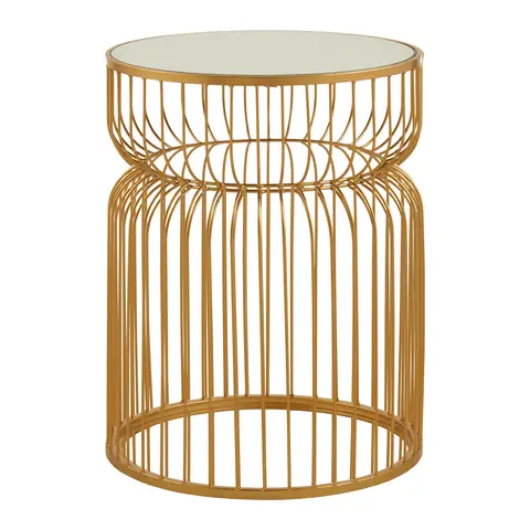 Interiors by Premier Side Table Avantis Round Gold Finish/Mirror Top