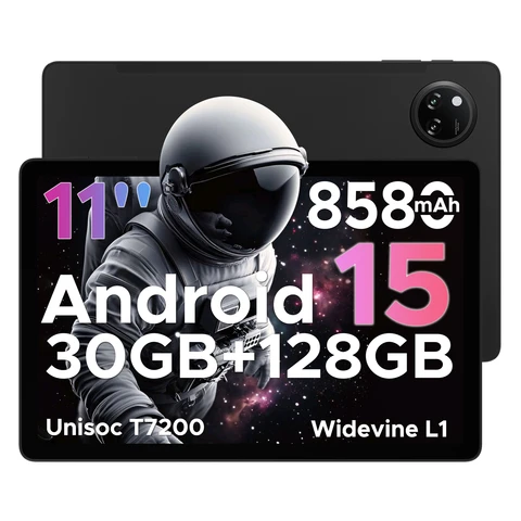 DOOGEE Tab A9 Pro+ Android 15 Tablet， 11 inch， 30GB RAM， 128GB ROM (2TB Expandable)， Octa Core， 90Hz HD Display， 8580mAh Battery， 5G WiFi， Widevine L1， Dual Speaker， Face Unlock， Black