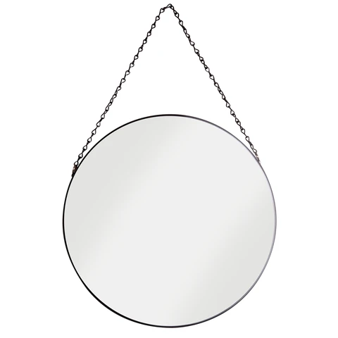 Croydex Mirror Round Chain Hung Black D:38.2cm
