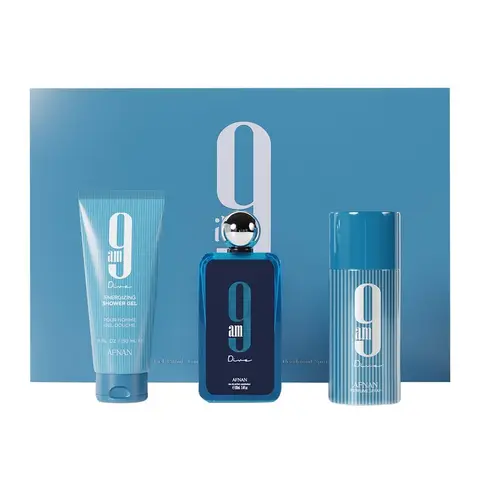 AFNAN 9am DIve Set - 100ml EDP Spray + Shower Gel 150ml + Deo Spray 150ml
