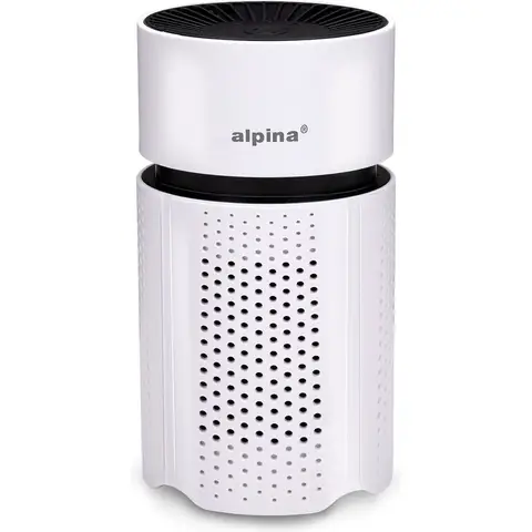 alpina Mini Luchtreiniger met HEPA Filter H13 - Air Purifier met Ionisator voor Ruimtes 6m2 - Lucht Reiniger met USB voor Binnen en Onderweg - Air Cleaner 1.5W - Wit