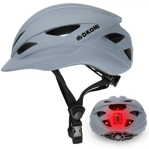 DKONI HS-086 Adult Bicycle Helmet with Light
Grey L 58-61cm