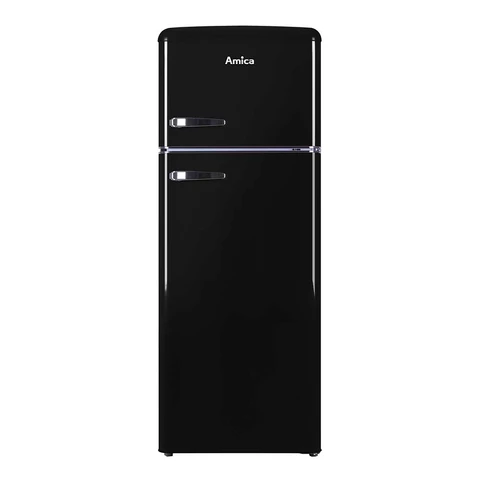Amica FDR2213B Retro Static Fridge Freezer, 80/20, Black, E Rated