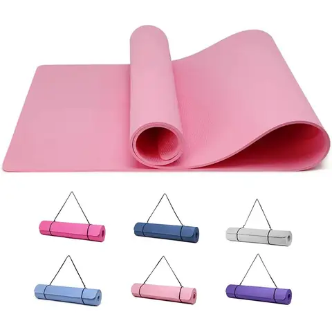 Gute Nacht Yoga-Matte Übungs-Matten Workout Pilates Fitness-Matte für Frauen und Männer, rutschfest, 10 mm dick, hochdichte Turn-Matte mit Tragegurt, TPE 183 x 61 x 0,6 cm (Schwarz/Grau) Rosa 183*61*0,6 cm