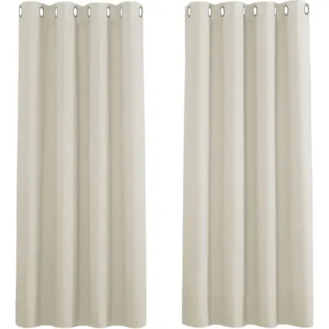 PONY DANCE Eyelet Thermal Curtains, W 46inches x L 54inches, 2 Panels, Light Beige