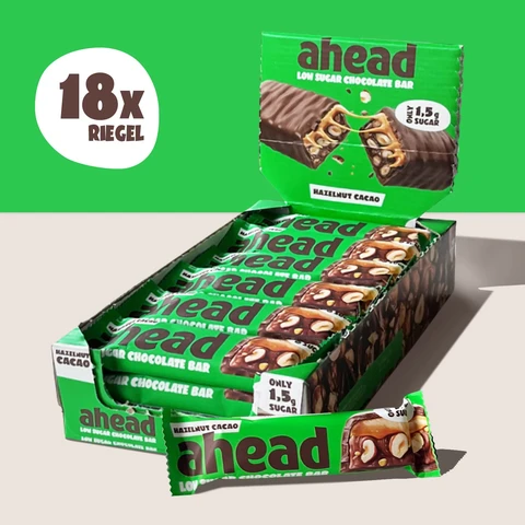 Go  Ahead Keto Bars - Hazelnut Caramel with Real Cocoa No Added Sugar - 18 x 35g - Low Carb Cereal Bars without Added Sugar - Only 5g Net Carbs Per Low Carb Candy