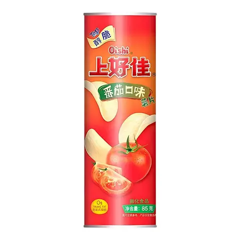 Oishi knusprige Kartoffelchips (Tomatengeschmack) Dose 85g