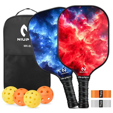 NIUPIPO Pickleball Paddles Set of 2 – Fiberglass Material, Polypropylene Honeycomb Core, USAPA Certified, Lightweight Design, Comfortable Grip, Ideal for Beginners & Intermediate Players, MX-80