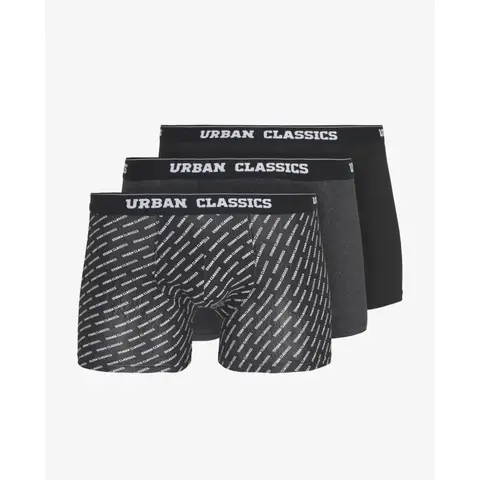Urban Classics Boxerbroekjes 3-pack - Ondergoed/onderbroeken - AOP-logo - zwart/koolgrijs - maat L