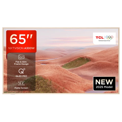 TCL NXTVISION A300W-UK 65” 4K QLED PRO HDR Smart TV, 4K Ultra HD, Google TV with 144Hz Motion Clarity Pro