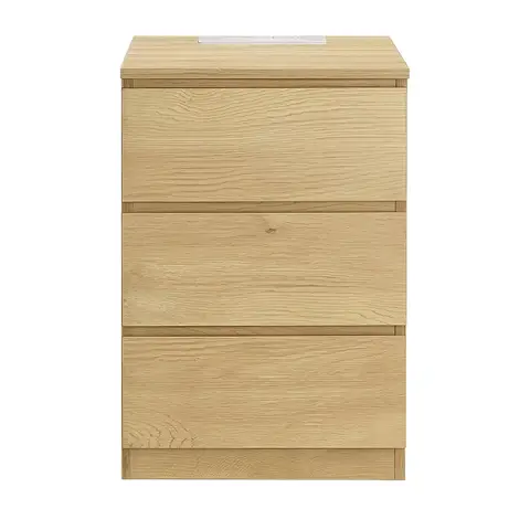 Ochama x SONGMICS Nightstand with Charging Station, Bedside Table, Side End Table with 3 Drawers, for Bedroom, Yellow