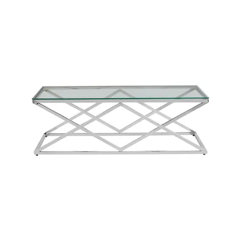 Interiors by Premier Coffee Table Allure Prism Rectangle Silver Finish/Glass