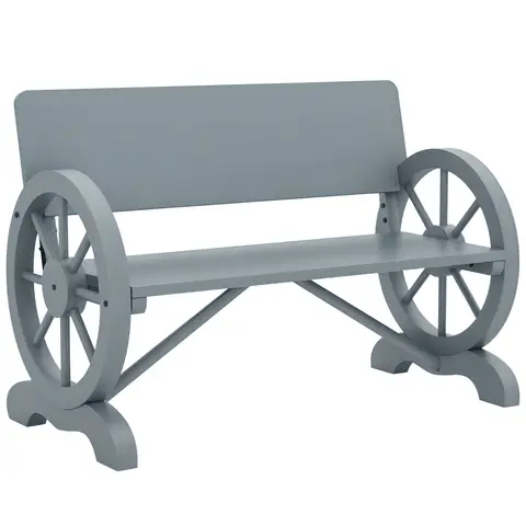 Outsunny Wooden Garden Bench Grey