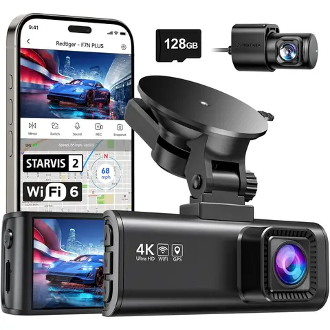REDTIGER F7NP_07 Dash Cam Front Rear, STARVIS 2 Sensor, 5.8GHz WiFi-20MB/s Fast Download, Dash Camera for Cars with GPS, WDR Night Vision, 170°Wide Angle, 24H Parking Mode