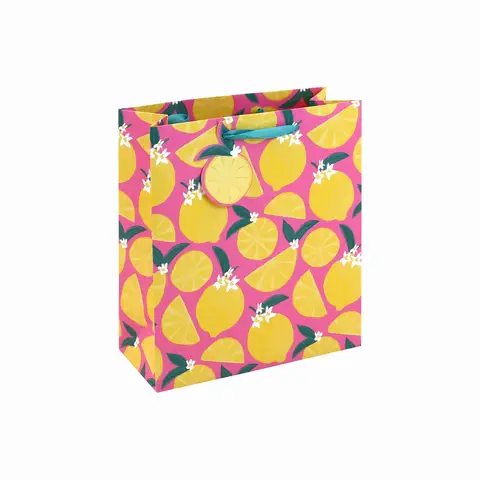 Lemon Print Gift Bag Medium 21.5 (W) x 25.3 (L) x 10.2cm (D)