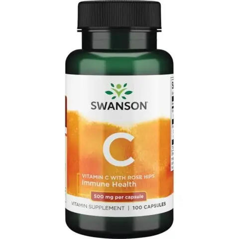 Swanson Vitamin C Capsules 500 mg with Rose Hips - 100 Capsules