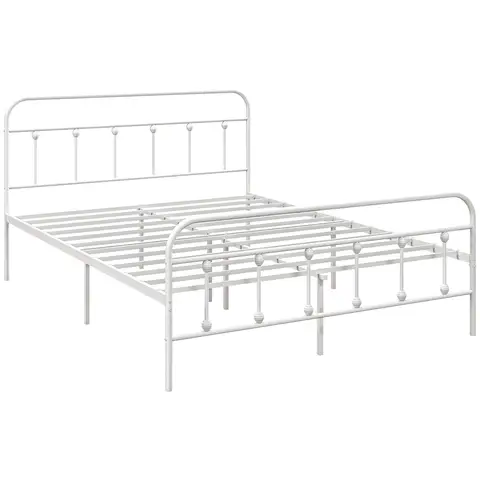 Homcom Bed Frame Metal White Double