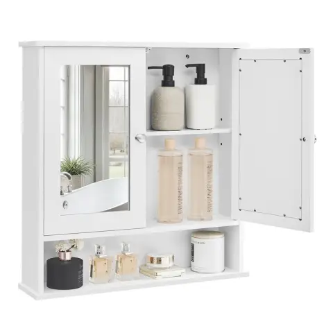 VASAGLE Mirror Cabinet, 56.5x13x58.5cm, White