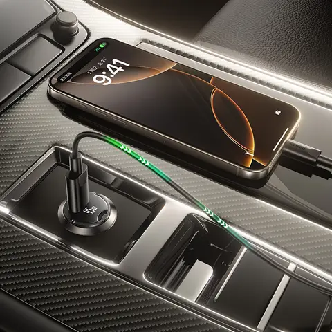 Baseus PrimeTrip VP2 Auto-Ladegerät 45W Kosmisches Schwarz (mit Baseus Mini White Series Schnellladekabel USB-C auf USB-C 60W (20V/3A), 1m, Schwarz)