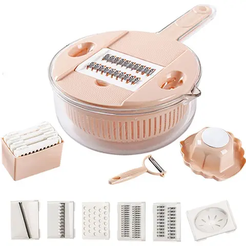  3-in-1 Vegetable Slicer Mandoline Adjustable Thickness Kitchen Gadget Orange                       