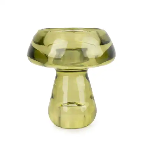 Candlelight Candle Holder Tealight Mushroom Glass Green