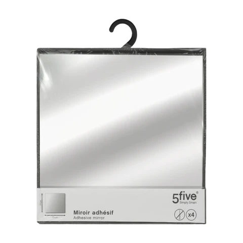 5five - 4er-Set selbstklebende quadratische Spiegel 30 x 30 cm