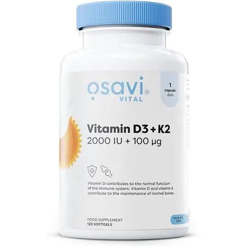 Osavi Vitamin D3 + K2, 2000IU + 100mcg - 120 Softgels